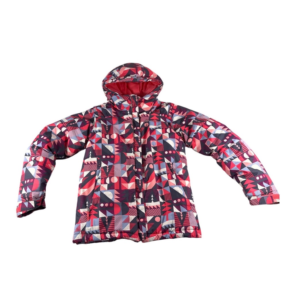 Columbia Girls Geometric Print Hooded Puffer Jacket  Winter Coat L 14/16